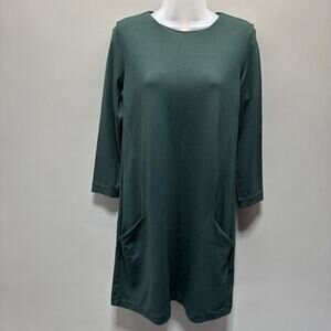 HM Basic Womens S Oversized Green 3/4 Sleeve Shift Dress with Pockets NWT